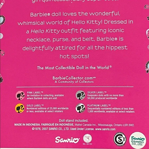 NIB Hello Kitty Barbie Collector 1st in Series 2007 - Picture 15 of 16